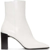 BALENCIAGA White Leather Square Toe Black Ankle Chunky Women Shoe Boot 40/10/9.5