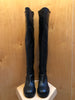 VALENTINO $2000 Black VLogo Over The Knee Leather Chunky Heel Riding Boot 37.5