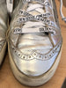 GOLDEN GOOSE Midstar Silver Metallic High Top Leather Gray Suede Star Sneaker 40