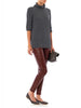 THE ROW $2,300 Notterly Burgundy Maroon Dark Red Leather Skinny Pant Legging L
