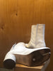 MAISON MARGIELA Men White Tabi Painted Coated Leather Split Toe Cylinder Heel 46