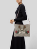 GUCCI Blind For Love GG Supreme Brown Leather Flower Embroidered Tote Bag Purse