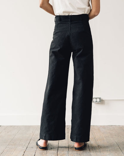 JESSE KAMM $400 Black Wide Leg High Waist Rise Cotton Canvas Trouser Pant 6/8