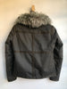 YVES SALOMON  Army Cement Grey Khaki Coyote Fur Collar Cotton Zip Up Jacket ~ M