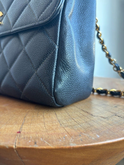 BLACK MEDIUM SQUARE CAVIAR PURSE