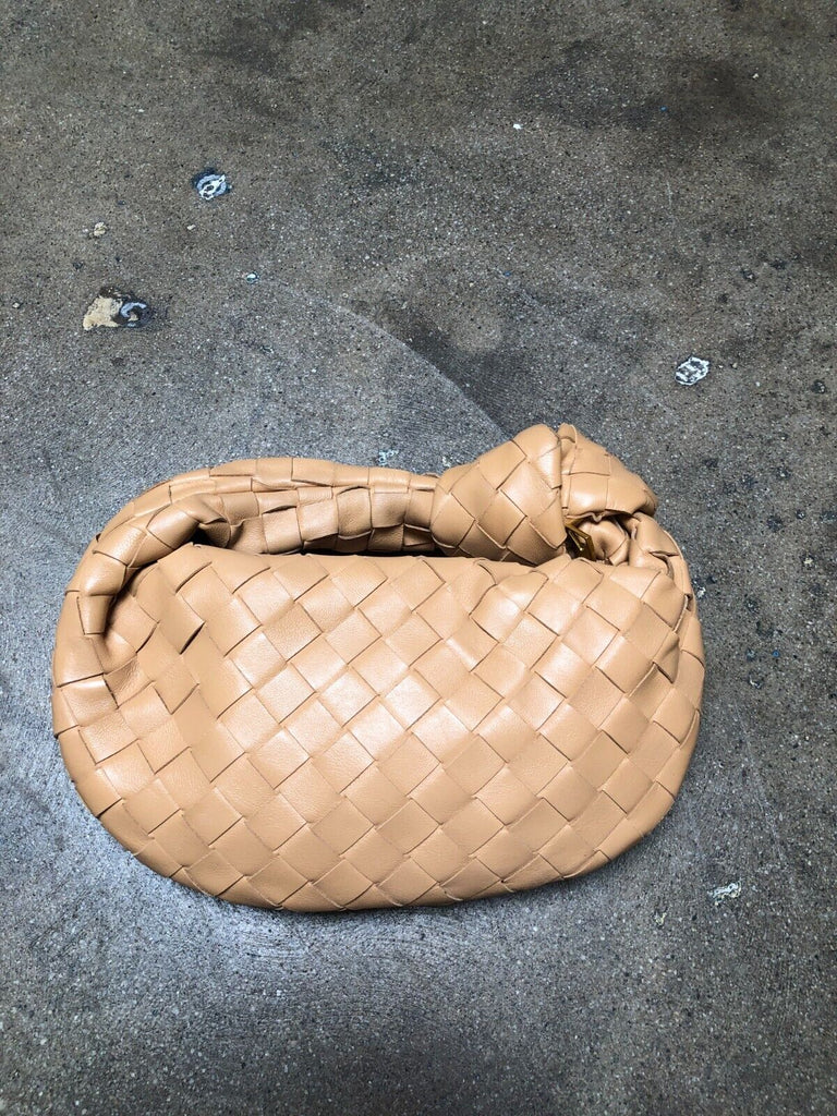 BOTTEGA VENETA Jodie Beige Knot Intrecciato Woven Leather Mini Tote Bag Purse