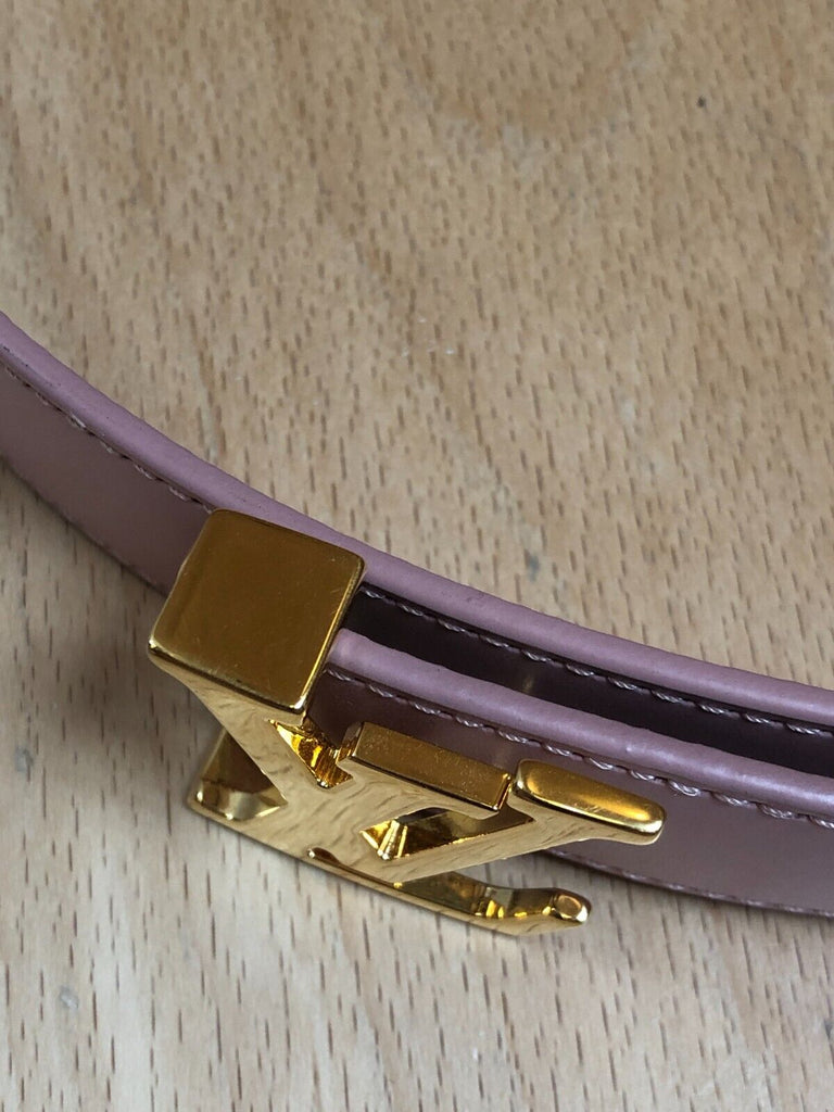 LOUIS VUITTON LV Initiales Pink Damier Azur Plaid Reversible Leather Belt 90/36