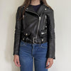 ACNE STUDIOS	Mock Black Leather Asymmetric Zip Belted Moto Biker Jacket 36/4