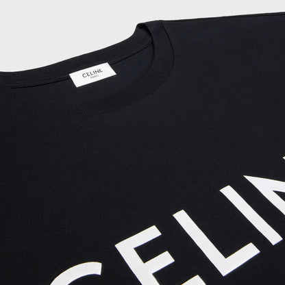 CELINE NWT $600 Men's Black White Logo Cotton Short Sleeve Top Tee T Shirt XXL