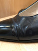 CHANEL Vtg Black Leather Patent Leather CC Cap Toe Slingback Pump Heel 37/7/6.5