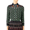 GUCCI Four Leaf Clover Multicolor Parrot Bird Long Sleeve Silk Blouse Top 40/4