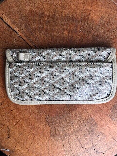 GOYARD St Louis Goyardine Light Gray Monogram Chevron Print Snap Pouch Wallet