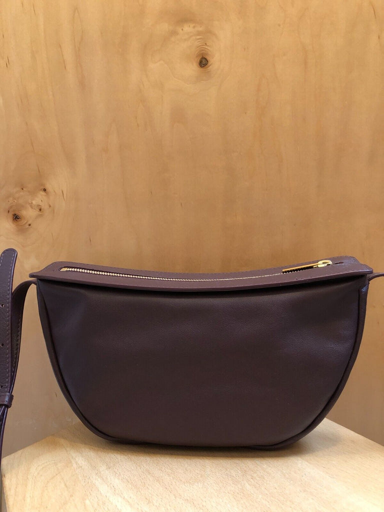 MANSUR GAVRIEL Moon Sling Dark Purple Brown Leather Small Crossbody Bag Purse