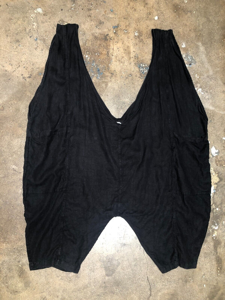 69 US SIXTY NINE Black Very Oversized Drop Crotch V Neck Low Back Jumpsuit M-4XL