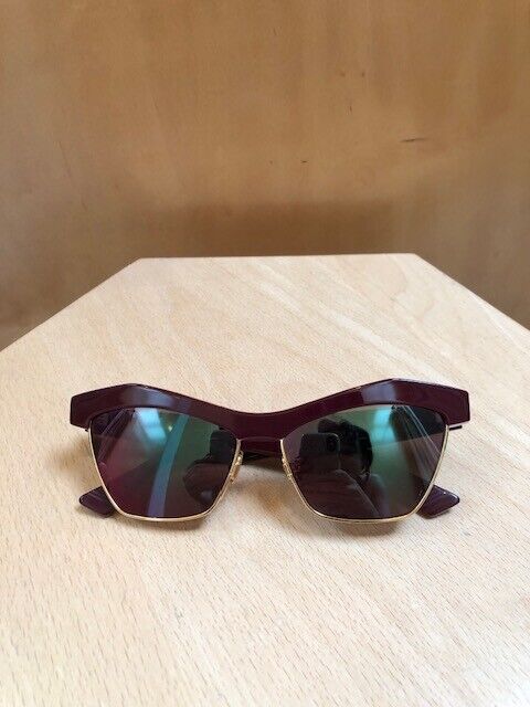 BOTTEGA VENETA BV1099S Maroon Red Burgundy Cat Eye Reflective Glasses Sunglasses