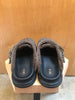 DIOR DENIM TEARS NWB Mens Aqua Embossed Leather Brown Shearling Slipper Mule 46