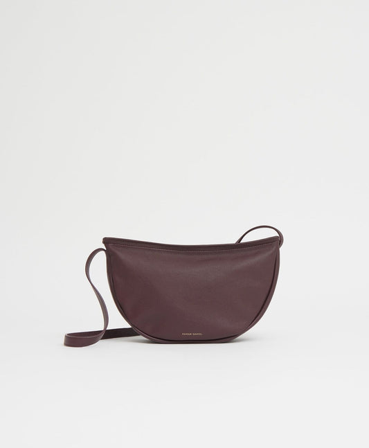 MANSUR GAVRIEL Moon Sling Dark Purple Brown Leather Small Crossbody Bag Purse