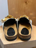 JW ANDERSON White Leather Gold Oversized Chain Slide Clog Flat Loafer Mule 38