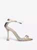 MANOLO BLAHNIK Caracol 105 Metallic Gold Nappa Leather Strappy Sandal Heels 36/6