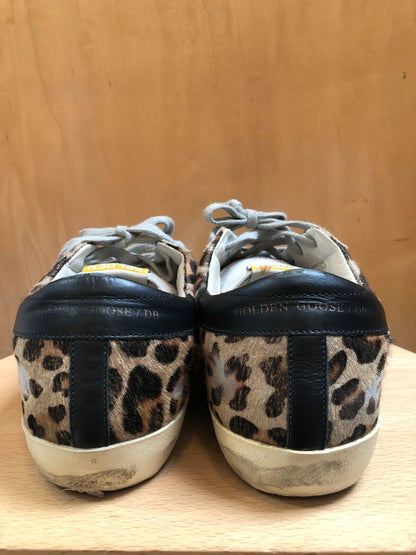 GOLDEN GOOSE Seastar Superstar Leopard Print Calf Pony Hair Leather Sneaker 40