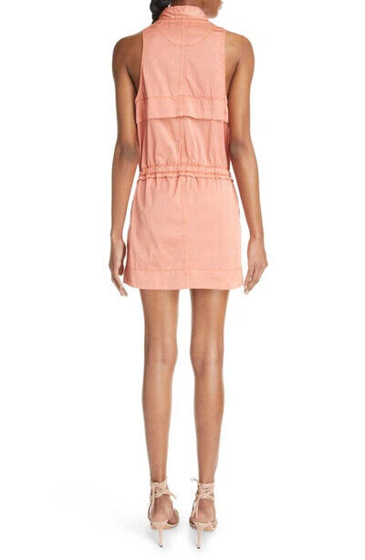 ISABEL MARANT $1000 Noria Peach Orange Pink Cargo Cotton Silk Mini Dress 36/4