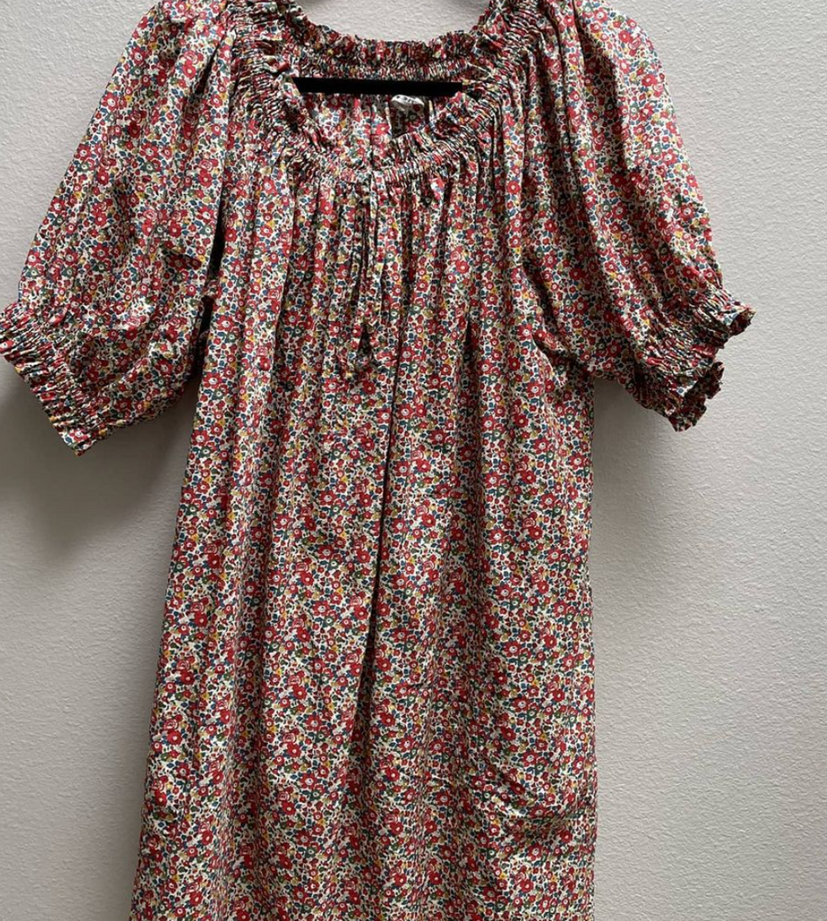 DOEN Clementine Betsy Ann Liberty Print Red Floral Short Sleeve Mini Dress XS