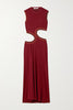 CHRISTOPHER ESBER Maroon Red Ribbed Knit Cut Out Sleeveless Maxi Dress UK 4 US 0