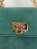 SALVATORE FERRAGAMO Sea Foam Blue Green Suede Leather Gold Chain Mini Bag Purse