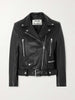 ACNE STUDIOS	Mock Black Leather Asymmetric Zip Belted Moto Biker Jacket 36/4