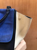 CELINE	Trapeze Cobalt Blue Beige Black Suede Leather Colorblock Bag Purse