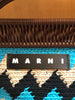 MARNI Market Blue Black Beige Crochet Knit Zig Zag Chevron Geometric Bag Purse