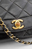 CHANEL Vtg Diana Black Quilted Leather Flap Gold CC Chain Shoulder Bag Purse