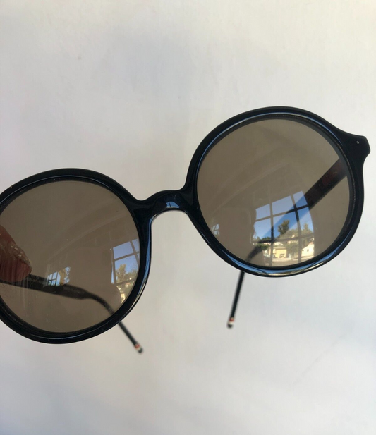 THOM BROWNE TB-500 Circular Round Frame Black Tip Accent Glasses Sunglasses