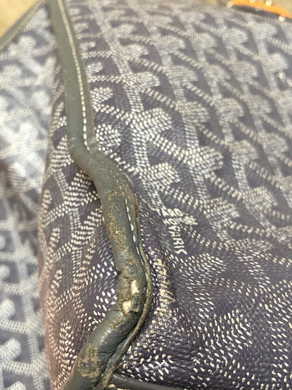 GOYARD Marquises Gray Chevron Monogram Print Leather Canvas Tote Bag Purse