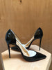 CHRISTIAN LOUBOUTIN Iriza Black Patent Leather Point Toe Stiletto Heel Pump 38.5