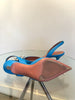 AMINA MUADDI Blue Leather Begum Crystal Embelish Pointed Toe Slingback Pump 37.5