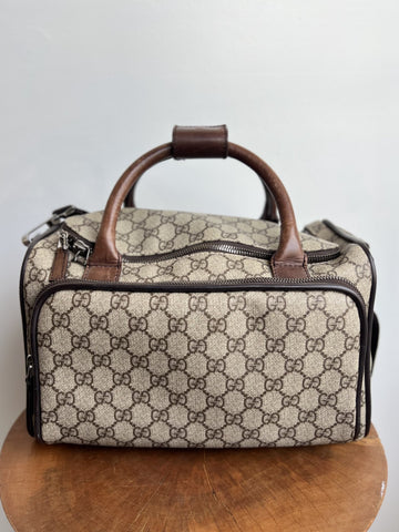 GUCCI	Bree Messenger Tobacco Brown Beige Monogram Mini Crossbody Bag Purse