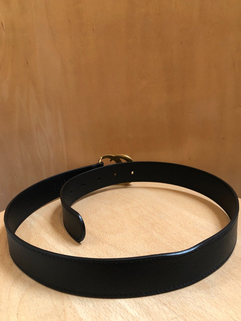 GUCCI Black Marmont GG Leather Gold Hardware Skinny Waist Belt 75/30