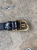 BALENCIAGA BB Super Black Embossed Leather Gold Buckle Skinny Waist Belt 85cm /S