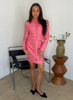 MOSCHINO COUTURE	2023 Hot Pink Chevron Cropped Jacket Blazer Mini Skirt Set 40/6