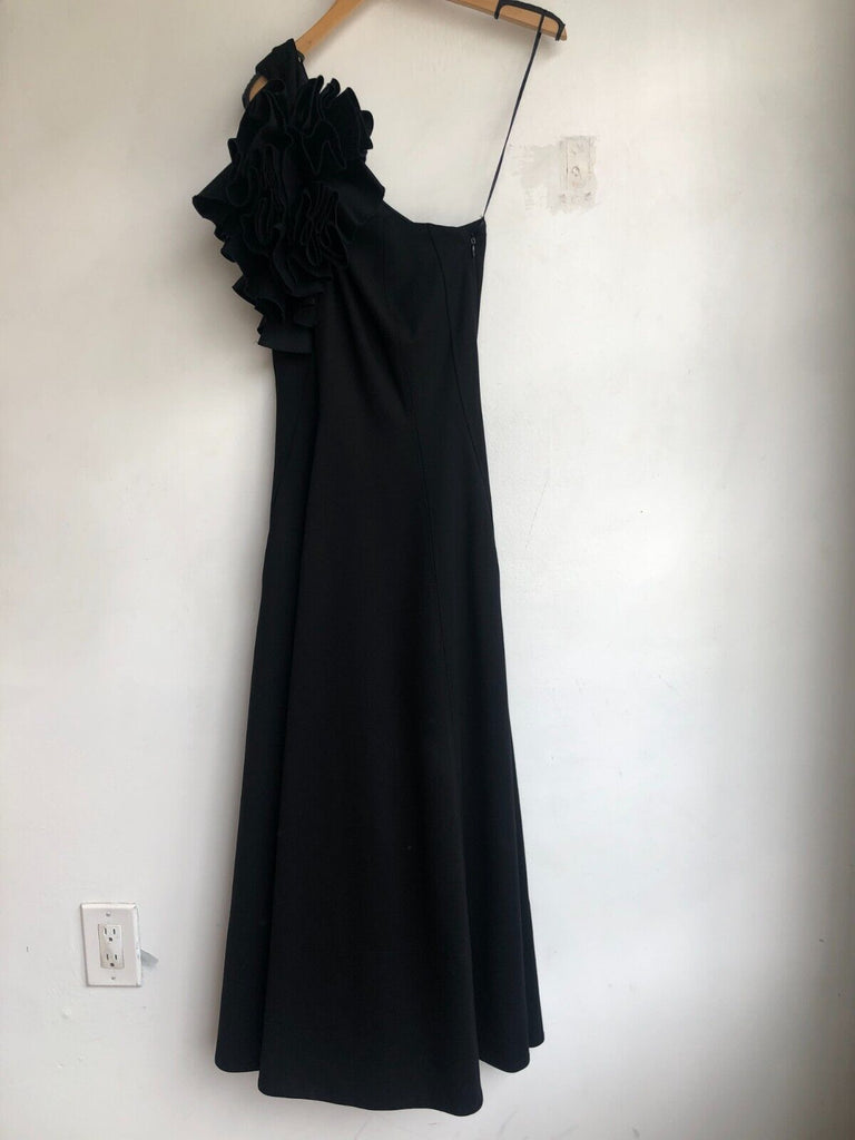 ME + EM Black One Shoulder Corsage Detachable Detail Ponte Jersey Midi Dress 2