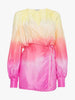 THE ATTICO Ombre Yellow Pink Giallo-Rosa Dip Dye Long Sleeve Wrap Dress 40/4