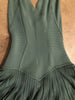 ALAIA Vtg 90s Green Pointelle Drop Waist Knit Pleated A-Line Sleeveless Dress M