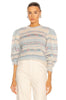 ISABEL MARANT Eleonore Blue Stripe Print Puff Sleeve Mohair Wool Sweater 36/4