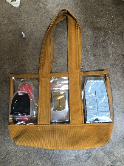 BODE Transparent Clear PVC Plastic Yellow Corduroy Doll Clothes Tote Bag Purse