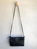 BOTTEGA VENETA Vtg Black Intrecciato Woven Leather Flap Knot Shoulder Bag Purse