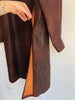 SOPHIE HONG	Rare Dark Brown Orange Snakeskin Embossed Silk Lapel Jacket Coat L