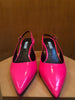 PRADA NEW Neon Hot Pink Patent Leather Kitten Toe Slingback Sandal Pump Heels 41