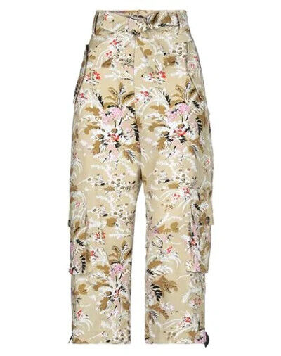 COLVILLE Beige Floral Print High Waist Drawstring Ankle Cargo Trouser Pant 38/2