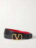 VALENTINO VLogo Black Red Reversible Gold Buckle Waist Belt 90cm/M